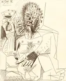 Pablo Picasso, Homme à la coupe assis, brown crayon on paper