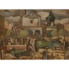 Livorno by Joaquín Torres-García, 1924, oil on Masonite, sold Nov 2024