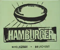 Hamburger by Andy Warhol, 1986, synthetic polymer paint and silkscreen ink on canvas, sold Nov 2024