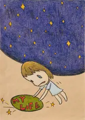 Yoshitomo Nara, My Life, 2006, colored pencil on paper
