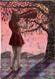 Derek Fordjour, Sunset on York Boulevard, 2018, acrylic, charcoal and oil pastel on newspaper mounted to canvas