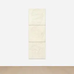 Lauren Halsey, Folk, 2019, hand-carved gypsum on wood