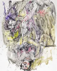 Georg Baselitz, Der Brief von der Front (Laktionov), oil on canvas