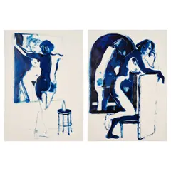 Lisa Brice, Untitled (Diptych), 2020, oil on tracing paper