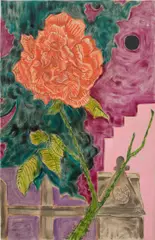 Hayley Barker, Lorimer Street Rose, New Moon, 2021, oil on linen