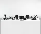 Kara Walker, Burning African Village Play Set with Big House and Lynching, 2006, painted laser cut steel, in 22 parts