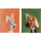 George Condo, Two works: (i) Expecting Graces ; (ii) Deciding Fates, oil and watercolor on canvas