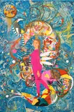 Jamea Richmond-Edwards, Amazing Grace, 2020, marker, ink, pastel, colored pencil, acrylic, spray paint, glitter, rhinestones, fabric and mixed media collage on canvas