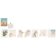 Francis Alÿs, The Modernist, 1995–2005, oil and encaustic on canvas over panel and oil, tape and pencil on tracing paper, in 9 parts