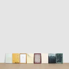 Emil Lukas, Moment with Nine, 1992, mixed media and paint on glass, wood and plaster, in 8 parts