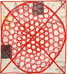 Fabric by Mike Kelley, 1982–1983, acrylic on paper, sold Nov 2024