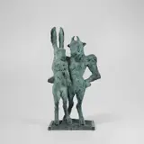 Sophie Ryder, Minotaur and Hare on a Grate, 1993, bronze with green patina