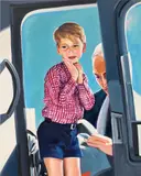 Sam McKinniss, Prince George & Prince William, 2018, oil and acrylic on canvas