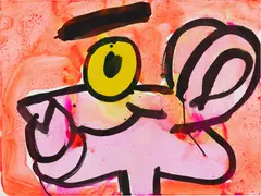 Untitled by Katherine Bernhardt, 2019, acrylic and watercolor on paper, sold Jul 2024
