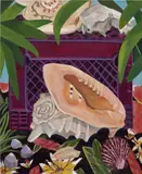 Anna Valdez, Shell with Purple Crate, 2018, oil and acrylic on canvas