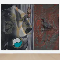 David Salle, Pauper, 1984, acrylic and lead on canvas, diptych