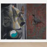 David Salle, Pauper, 1984, acrylic and lead on canvas, diptych