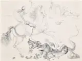 Saint Georges et le dragon by Salvador Dalí, 1962, ballpoint pen on paper, sold Jul 2024