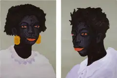 Kwesi Botchway, Two works: (i) Girl from the North ; (ii) Boy from the North, 2020, acrylic on cardboard paper