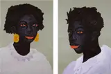 Kwesi Botchway, Two works: (i) Girl from the North ; (ii) Boy from the North, 2020, acrylic on cardboard paper