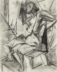 Untitled by Margaret Trumbull Jennings, 1945, charcoal on paper, sold Jul 2024