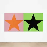 Lucien Smith, Star (7577, 7487, 507, Black C), 2017, acrylic on canvas over panel, in 2 parts