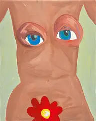 Milo Matthieu, Jacqueline with Flowers, 2020, oil and acrylic on canvas