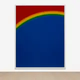 Cory Arcangel, Photoshop CS: 84 by 66 inches, 300 DPI, RGB, square pixels, default gradient "Russell's Rainbow" (turn transparency off), mousedown y=25180 x=15100, mouseup y=1400 x=6400