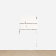 Analia Saban, Modular Drawing (One 14-inch Line Printed on Tape, Applied in Whole or in Parts): Landscape, 2008, printed archival clear tape on paper-mounted panel