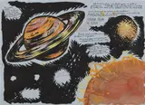 No title (The visible world...) by Raymond Pettibon, watercolor, acrylic and ink on paper, sold Jul 2024