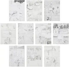 10 works from Dream Drawing by Jim Shaw, 1993–1997, graphite on paper, sold Jul 2024