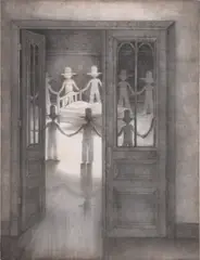 Feign’d Vestal by Cindy Ji Hye Kim, 2022, graphite on silk with shaped artist's stretcher bars, offered Jul 2024