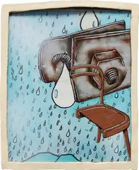 Portrait of a Single Raindrop by Urs Fischer, 2003, pastel, acrylic and pigment marker on polyester foil, in two-compound polyurethane, acrylic, glass and cardboard artist’, sold Jul 2024