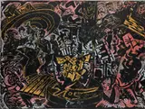 Jörg Immendorff, Tor Ost, 1984, acrylic and woodblock print on canvas