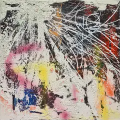 José Parla, Interdependence, 2020, collage, acrylic, enamel, ink and plaster on panel