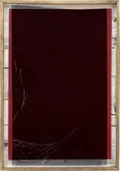 Graham Collins, Park Slope Food Coop XV, 2013, spray enamel on canvas, reclaimed wood, glass and window tint