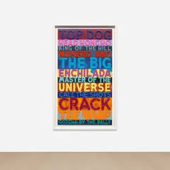 Mel Bochner, Top Dog, 2023, monoprint and oil on panel