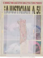 Francis Alÿs, Untitled, 2009, graphite and oil on vellum, adhesive tape and newspaper collage