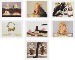 Arturo Herrera, Schloss, 2009, The complete set of seven digital prints in colors with photoengraving, on Hahnemühle paper Chine collé to Somerset paper, with full margins, with screenprinted title page in black and colophon at the interior of the portfolio, all loose (as issued), all contained in the original black linen cloth-covered portfolio with printed cover