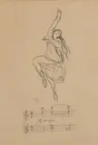 Valentine Hugo, Untitled (Dancer with Music Notes), 1913, Unique graphite drawing, on wove paper