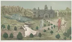 Crookhey Hall by Leonora Carrington, 1987, Lithograph in colors, on wove paper, with full margins, sold Feb 2024