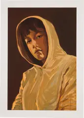 Claire Tabouret, Portrait with a Hood (Pink), 2021, Digital pigment print in colors, on Hahnemühle paper, with full margins