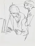 Elmer Bischoff, Untitled (Woman Drawing), circa 1952-69, Unique graphite drawing, on wove paper