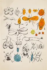 Happy Bug Day by Andy Warhol, 1955, Offset lithograph with hand-coloring in watercolor, on wove paper, with full margins, sold Feb 2024