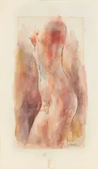 Charles White, Nude, 1965, Unique watercolor drawing, on crescent illustration board