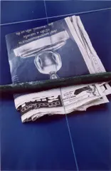 Untitled (Buddha Newspaper) by Rirkrit Tiravanija, 1997-1999, Ultra glossy Chromogenic print on vinyl , contained in the original MDF artist's frame, sold Feb 2024
