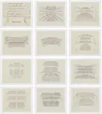 Guillermo Kuitca, Puro Teatro (Pure Theatre), 2003, The complete set of 12 etching and aquatints, on Gampi Chine collé to Rives de Lin paper, with full margins, with title, justification and text pages, all loose (as issued), all contained in the original cloth-covered portfolio