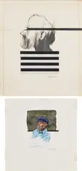 Richard McLean, R.B.; and R.A.B. Nantucket 1986, 1964; and 1988, One unique pencil drawing with fabric collage and one unique watercolor and pencil drawing, both on wove paper