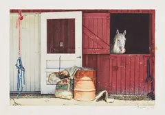 Richard McLean, Untitled (Horse in Stall), 1982, Unique watercolor drawing, on Arches watercolor paper