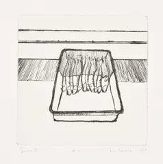 Fish (Smelt), from Delights by Wayne Thiebaud, 1965, Drypoint, on Rives BFK paper, with full margins, sold Feb 2024